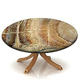 Marble Fitted Tablecloth Round, Edge Elastic Waterproof Table Covers for Outdoor Picnic Patio Party...