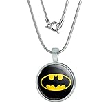GRAPHICS & MORE Batman Classic Bat Shield Logo 0.75' Pendant with Sterling Silver Plated Chain