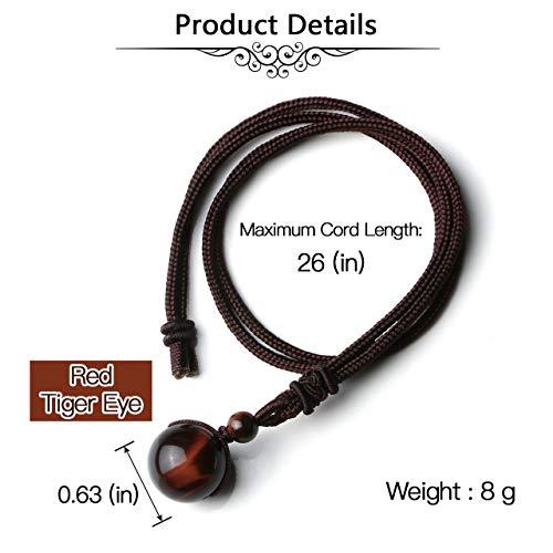 Jovivi AJ101010104327 Healing Crystals Necklace Natural Red Tiger Eye Lucky Blessing Protection Chakra Beads Stone Pendant thumb #5
