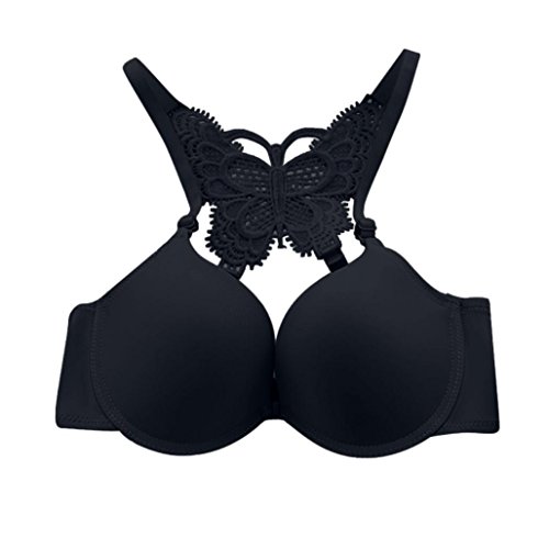 Letdown Women Sexy Lace Push Up Bras Tank Cami Crop Underwear (34, Black)