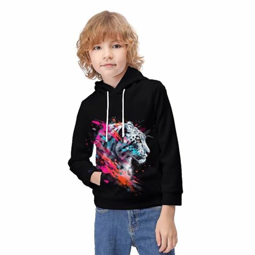 Pull léopard à capuche pour enfants de 9 à 11 ans style tigre - 3
