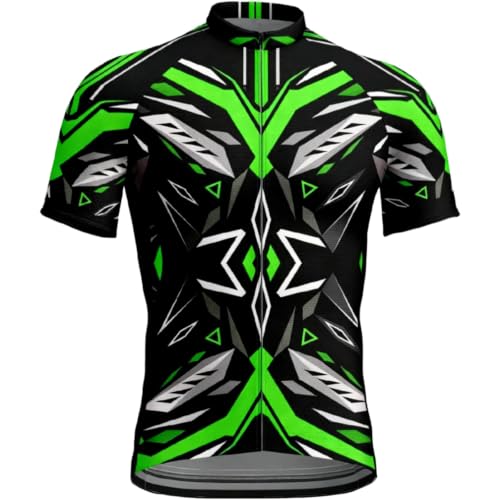 ENEN Maillot Ciclismo Hombre Verano Manga Corta Transpirable, Maillot Bicicleta Montaña Hombre Secado Rápido XS-4XL Camiseta Ciclismo Montaña MTB Cómodo con Cremallera y Bolsillos (Verde J,XL)