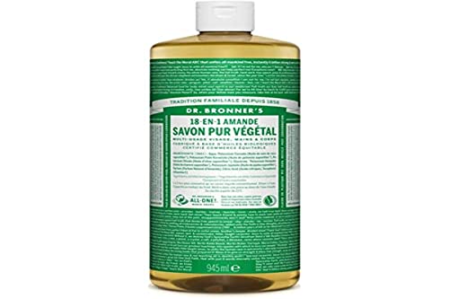 Dr. Bronner’s Savon Liquide Bio 18-en-1 Amande 945 ml | Grand Format Économique | Savon Naturel Multiusage Corps, Visage et Cheveux | Parfum Doux et...