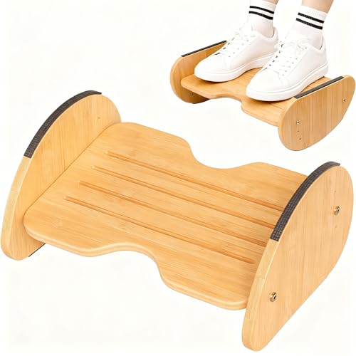 Reposapiés ergonómico de madera para debajo del escritorio - Taburete de oficina con 3 alturas ajustables y superficie antideslizante - Mejora la postura y la circulación en la oficina y el hogar - imagen 9