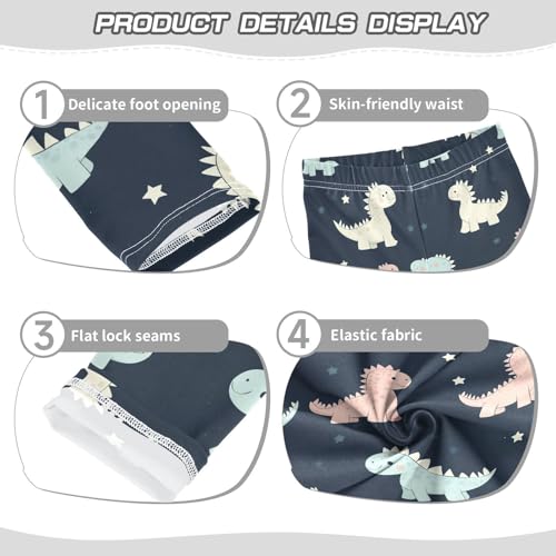 Wusikd Cute Dinosaurs Girls' Leggings Toddler Doodles Color Kids Yoga Pants Dance Active Tights 4T3