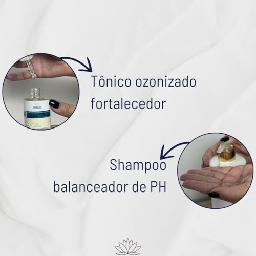 Kit Restauração Capilar com Ozônio Amazon Essence, Tônico Fortalecedor 30ml e Shampoo Balanceador de