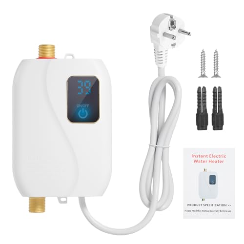 Calentador de Agua Eléctrico, Mulcort Mini Calentador de Agua Instantáneo 220V 3500W con Pantalla LCD, Calentar Agua Rápidamente para Lavado de Cocina de Baño de Ducha