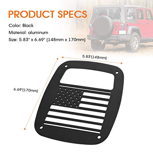 Partol Tail Light Cover Guard For Jeep Wrangler TJ YJ 1987-2006, American US Flag Pattern Exterior Rear Tail Light Covers Guards Protectors