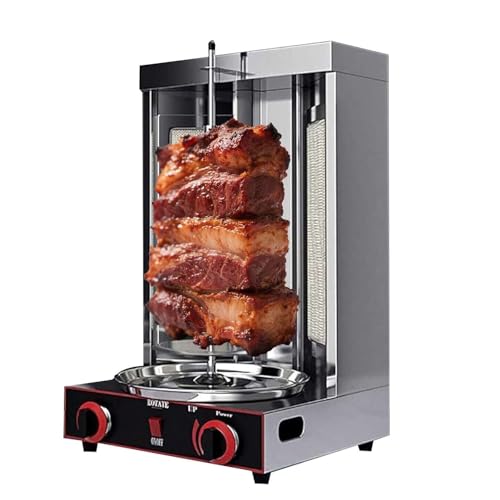 Commercial Shawarma Grill, 3000W Electric Doner Kebab Rotisserie with 2 Burners &amp; Temperature Control, 360° Rotating Stainless Steel Broiler for Restaurant &amp; Kitchen