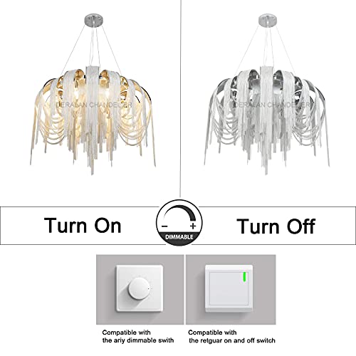 Dearlan Modern Chandeliers Light Fixtures Contemporary Chandelier 8 Lights Island Aluminum Chain Pendant Ceiling Lighting For Living Room Dining Room Bedroom Hallway D34.48 #TOP3