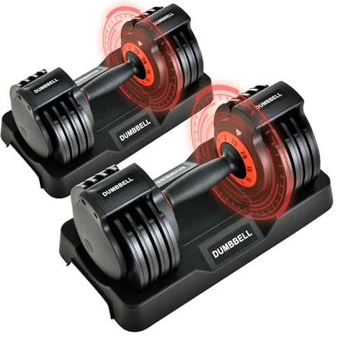 Gidsmk 25lbs Pair Adjustable Dumbbell Set, Fast Adjust Dumbbell Weight for Exercises Pair Dumbbells for Men and Women in Home Gym Workout Equipment, Dumbbell with Tray Suitable for Full Body