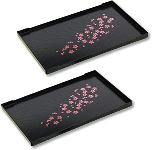 Japanbargain 4826, Japanese Tea Serving Tray Sushi Plate, Traditional Style Cherry Blossom Sakura Pattern, 10X6.25 Inches, Made In Japan, Pack Of 2 #TOP16