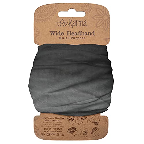 Karma Black Ombre Headband for Women - Wide - Fabric Headband and Stretchy Hair Scarf - Black