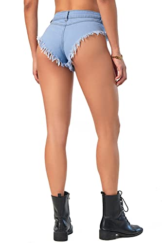 Aeghmry Women's Sexy Jeans Shorts Stretch Mini Denim Shorts Hot Pants Beach Party Clubwear (As1, Alpha, S, Regular, Regular, S041 Light Blue) #TOP3