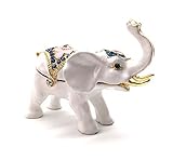 Waltz&F White Elephant Ring Holder Trinket Box Animal Figurine Collectible Large Jewelry Box