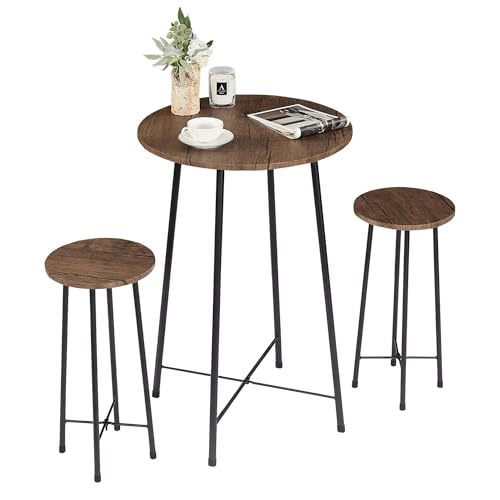VECELO 3 Piece Pub Table and Chairs Sets Counter Height
