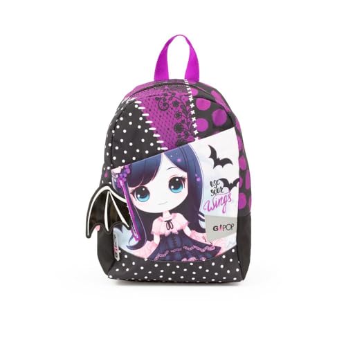 GO POP Zainetto Dark Love Con Ampio Comparto Centrale, Zaino Piccolo per Asilo e Bambine dai 2 Anni a Tema Dark Academia, Spallacci Imbottiti E Maniglia, Per Scuola Materna