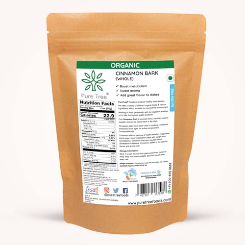 Image of Pure Tree Certified Organic Dalchini Whole | 850 g | Cinnamon Stick | Cinnamon Bark | Spices Whole | Garam Masala | Sweet Aroma & Flavour