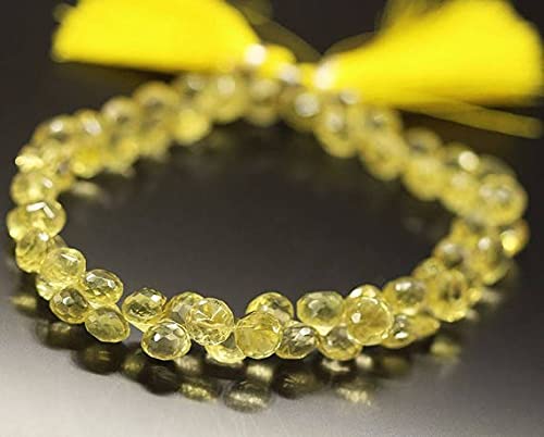 Quartz jaune citron en perles briolettes facettées de 7mm pour loisirs créatifs