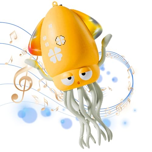 Image of Dancing Octopus Toy for Kids, Electric Crawling Baby tummy time toys with LED Lights, Rechargeable Dancing Squid Music Gift for 3-6 Year Old Boys Girls Birthday, Interactive Octopus Toy (Yellow)