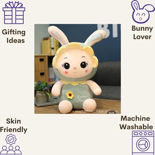 Image of A Little Swag Cute Sunflower Rabbit Bunny Stuffed Doll Plush Soft Toys Play for Kids Boys Girls, 25 cm