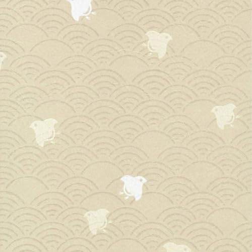 ふすま紙 和モダン 襖紙 【青海波に千鳥 模様】 おしゃれ 96cm×203cm のりナシ 1枚 簡単 張り替え / 159