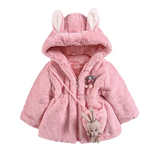 Boys Warm Clothes Children Winter Keep Hoodie Jacket Warm Zip Sleeve Clothes+Bag Cartoon Kids Long Up (Pink, 4-5 Years)