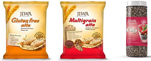 Image of JIWA healthy by nature Organic Chia Whole Seeds 200 g, Certified Organic & Gluten Free Atta /Flour, 1Kg & The Pets Company Dog Poop Scooper and Dog Waste Pick Up Bags, 90 Poop Bags (Pack of 1)