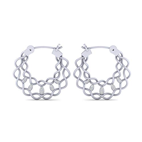 Créoles torsadées argent sterling 925 massif diamant 0,22 carat
