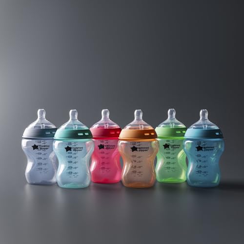 Tommee Tippee Closer to Nature Baby Bottles, Breast-Like Nipples with Anti-Colic Valve, 9oz, 6 Count, Fiesta - Image 7