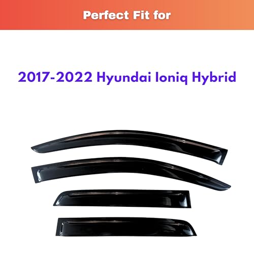 Image of KPY Rain Guards Fit for 2017-2022 Hyundai Ioniq Hybrid, Out-Channel Window Visors Vent Wind Deflectors 4PC, Car Accessories for 17-22 Ioniq Hybrid
