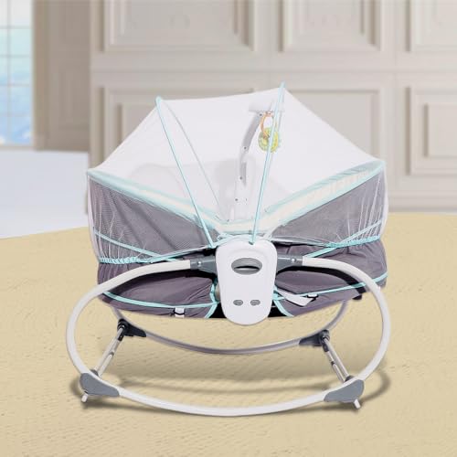Image of INFANTSO (5-in-1) Premium Baby Rocker for 0 to 2 Years, Chair for Newborn with Calming Vibrations, Music & Hanging Toys, Toddler Swing (Grey)