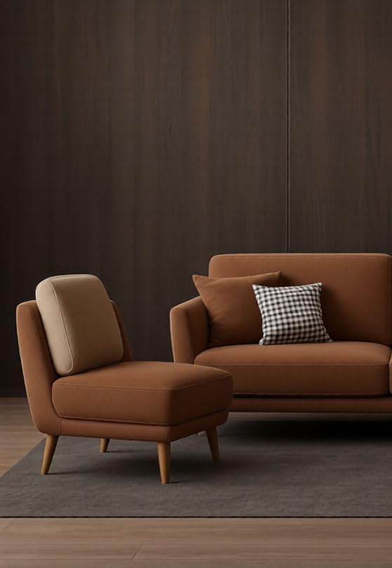 Image of A to Z Furniture Classic Chesterfield Sofa Set Luxury Chesterfield Sofa in for Home Living Room & Office (3+1+1=5 Seater Sofa Brown & Beige)