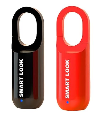 Mini Smart Fingerprint Padlock - USB Charging, Black+Red