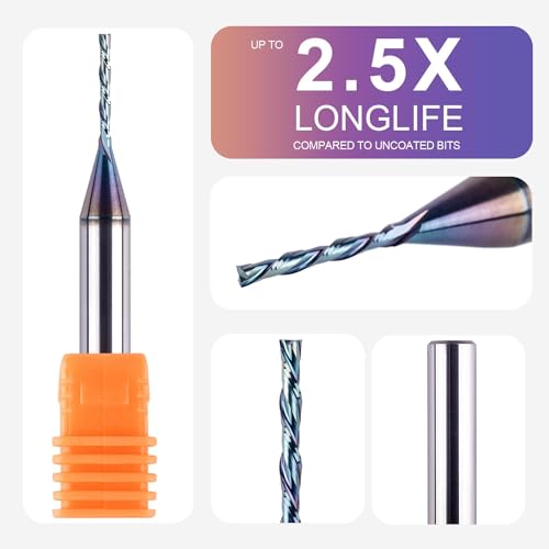 Image of SpeTool 1 /16 Inch Down Cut CNC Router Bits 1 /4 Inch Shank Carbide Spiral Downcut End Mill for Wood Inlay Slot Carving Engraving.