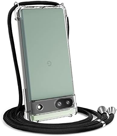 YESPURE Crossbody Case for Google Pixel 6a,Clear Case for Google Pixel 6a [ with Adjustable Lanyard Strap ] Clear Soft TPU Anti-Yellowing Shockproof Phone Cover for Google Pixel 6a - Black