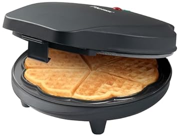 Bestron Waffle Maker, piastra per waffle a forma di cuore, macchina per waffle con antiaderente & indicatoro luminso, collezione Black Label, 700 watt, colore: Nero opaco