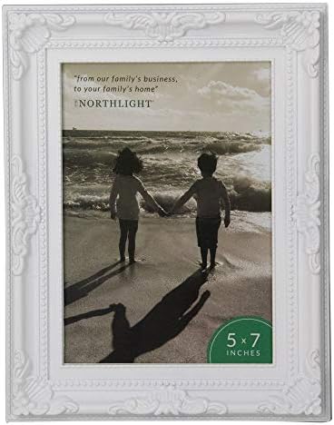 Northlight 8.5" White Victorian Style Rectangular Photo Picture Frame for 5" x 7" Photos