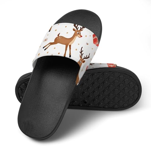 Christmas Deer Pattern Funny House Sandals Non Slip Shower Slippers Quick Drying Bathroom Shoes for Women Men4