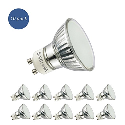 Sanlumia Bombillas LED GU10, 5W = 50W Halógena, 400Lm, Blanco Frío (6400K), 120 ° ángulo de haz, Iluminación de Techo para Cocina, Oficina, o Baño, Paquete de 10
