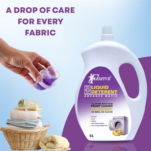 Image of Total Wash Matic Detergent Liquid | 5Ltr | Removes Tough Stains | Gentle on Clothes | Refreshing Fragrance | Liquid Detergent for Washing Machine and Hand Wash | (Lavender)