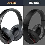 SoloWIT® Wymienne nauszniki ze skóry jagnięcej do Beats Studio 2 i Studio 3 przewodowych i bezprzewodowych słuchawek, nauszniki z pianką izolującą hałas, dodatkowa grubość
