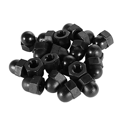 Sourcingmap M6 Thread Dia Dome Head Nylon Cap Acorn Hex Nuts Black 20pcs