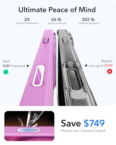 Image of ESR for iPhone 16 Case, Camera Control Button Compatible with MagSafe, Military-Grade Protective Case, Built-in Stash Stand Phone Case, Scratch-Resistant Back Cover, Classic Series, Frosted Pink