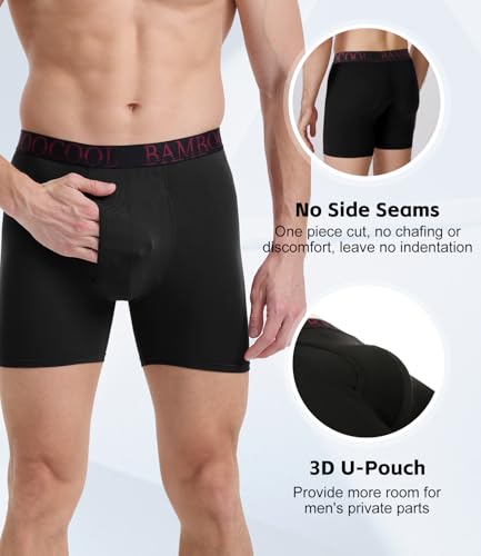 Image of BAMBOO COOL Men's Ultra ComfortSoft Underwear, Moisture Wicking & Breathable No Ride Up Boxer Briefs with Fly, Multipack