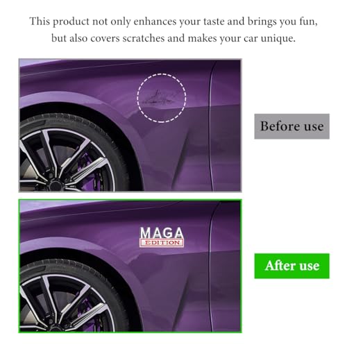 Image of MAGA Edition Car Emblem, 3D Raised Full Metal Badge Decal MAGA Personality Labels, Strong Adhesive Exterior Auto Body Decoration Embossed Sticker for Car Truck SUV (Silver & Red)