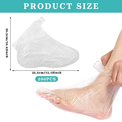 Paraffin Bath Liners For Foot, 200 Pcs Plastic Foot Covers Disposable Moisturizer Socks Foot Moisturizing Socks Pedicure Foot Spa Socks Feet Covers Wax Paraffin Bath Foot Liners #TOP1