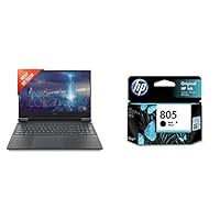 HP Victus Gaming Latest AMD Ryzen 5 5600H Processor 16.1 inch(40.9 cm) FHD Gaming Laptop & 805 Black Original Ink Cartridge