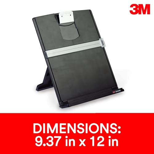 3M Desktop-Dokumentenhalter Kopierhalter, verstellbarer Clip hält Dokumente im Hoch- und Querformat für einfaches Betrachten, untere Leiste hat Lippe, um bis zu 150 Blatt sicher an Ort und Stelle zu