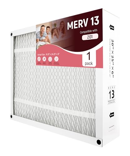 Aneedmore 201 Replacement Filter Compatible with AprilAire Space-Gard 2200 2250 and Compatible with Lennox MERV13 Pleated HVAC AC Furnace Filters 20x25x6(Actual Size: 19.75 x 24.25 x 6.00)(1 Pack)